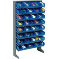 Global Equipment 8 Shelf Floor Pick Rack - 64 Blue Plastic Shelf Bins 4 Inch Wide 33x12x61 603426BL